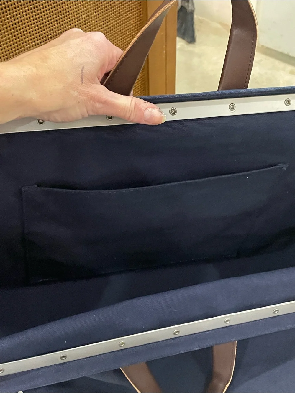 Line of Trade Leather-Trim Navy Weekender MENS Canvas Carry on travel  Bag